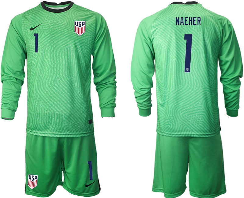 Men 2020-2021 Season National team United States goalkeeper Long sleeve green #1 Soccer Jersey->united states jersey->Soccer Country Jersey